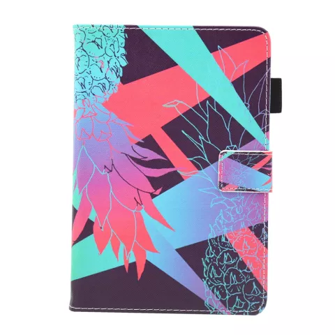 Housse pliable en cuir &agrave; rabat color&eacute; ananas compatible avec iPad mini 1 2 3 4 5 - Bleu clair Rose Violet