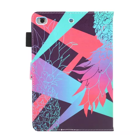 Housse pliable en cuir &agrave; rabat color&eacute; ananas compatible avec iPad mini 1 2 3 4 5 - Bleu clair Rose Violet