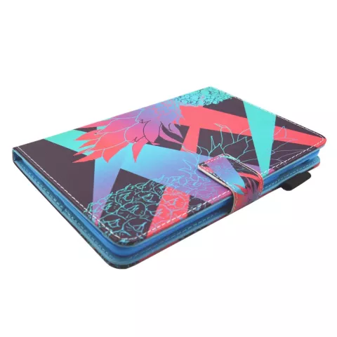 Housse pliable en cuir &agrave; rabat color&eacute; ananas compatible avec iPad mini 1 2 3 4 5 - Bleu clair Rose Violet