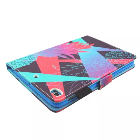 Housse pliable en cuir &agrave; rabat color&eacute; ananas compatible avec iPad mini 1 2 3 4 5 - Bleu clair Rose Violet