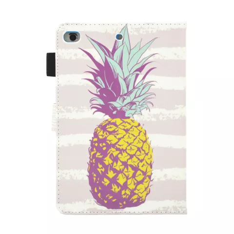 &Eacute;tui &agrave; rabat en ananas pour ananas Housse en cuir pour iPad mini 1 2 3 4 5 - Rose clair Blanc