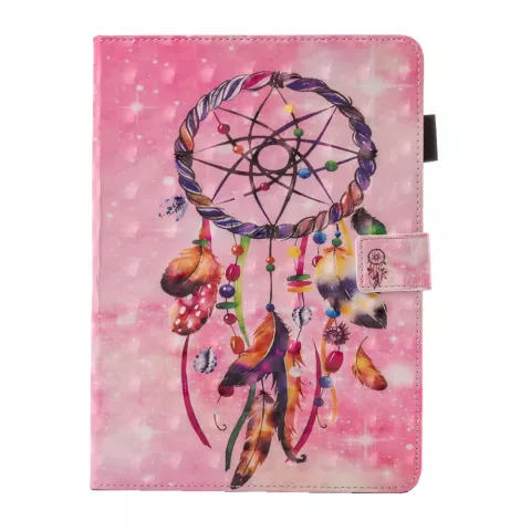 Housse en cuir &agrave; rabat en plumes Dreamcatcher compatible avec iPad mini 1 2 3 4 5 - Rose
