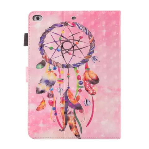 Housse en cuir &agrave; rabat en plumes Dreamcatcher compatible avec iPad mini 1 2 3 4 5 - Rose