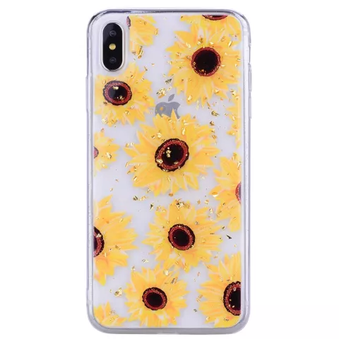 &Eacute;tui &agrave; paillettes pour tournesols TPU or iPhone XS Max - Transparent