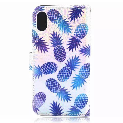 Ananas Ananas Flip Case Cuir Portefeuille TPU Couverture Convient compatible avec iPhone XR - Violet Bleu Rose Clair