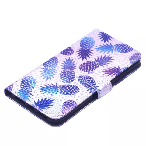 Ananas Ananas Flip Case Cuir Portefeuille TPU Couverture Convient compatible avec iPhone XR - Violet Bleu Rose Clair