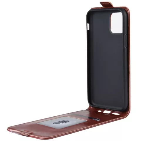 &Eacute;tui portefeuille en simili cuir &agrave; rabat vertical &eacute;tui compatible avec iPhone 11 Pro Max - Marron