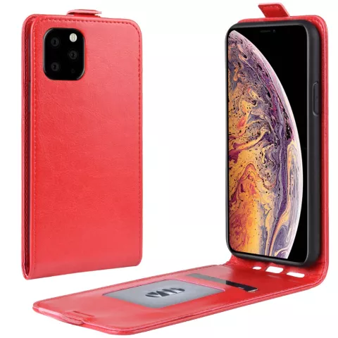 Etui Portefeuille Vertical en Similicuir Flip pour iPhone 11 Pro Max - Rouge