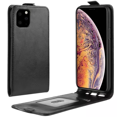 &Eacute;tui portefeuille en similicuir Flip vertical pour iPhone 11 Pro Max - Noir