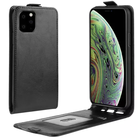 &Eacute;tui portefeuille en simili cuir &agrave; rabat vertical &eacute;tui compatible avec iPhone 11 Pro - Noir