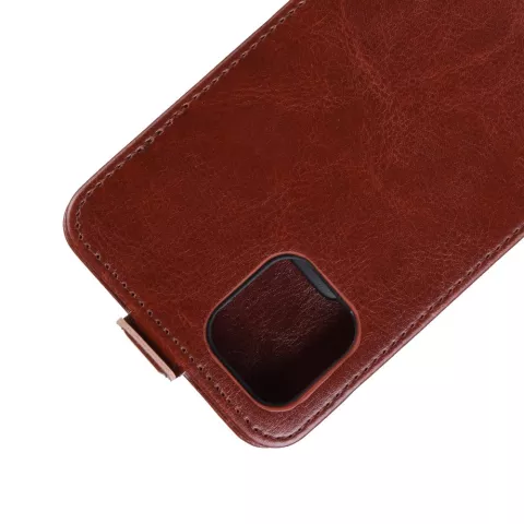 &Eacute;tui portefeuille en similicuir &agrave; rabat vertical &eacute;tui compatible avec iPhone 11 - Marron