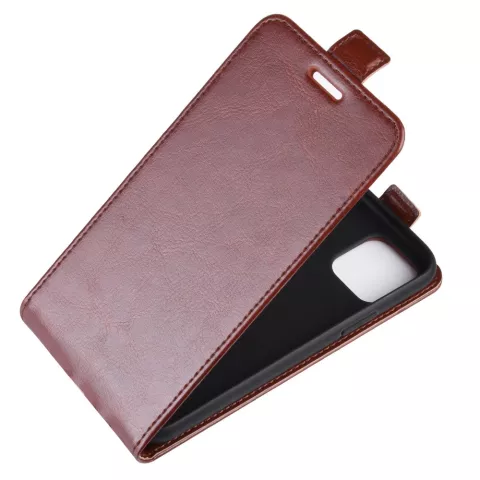 &Eacute;tui portefeuille en similicuir &agrave; rabat vertical &eacute;tui compatible avec iPhone 11 - Marron