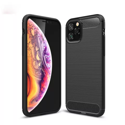 Coque de protection Carbon Armor antichoc en TPU compatible avec iPhone 11 Pro - Noir