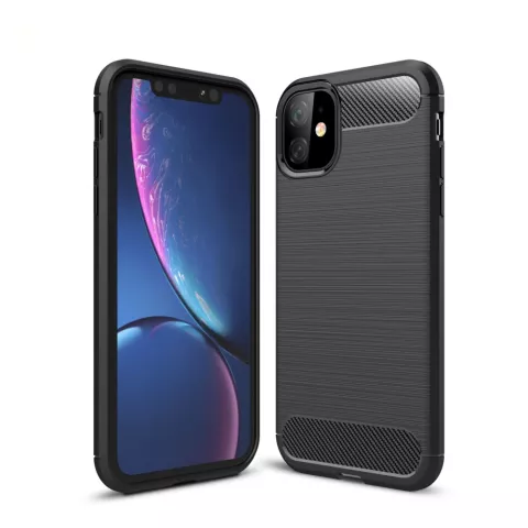 Coque de protection Carbon Armor antichoc en TPU compatible avec iPhone 11 - Noir