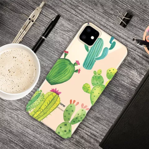 Coque flexible Cactus joyeuse compatible avec la coque en TPU iPhone 11 - Transparente
