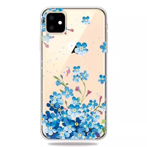 Coque iPhone 11 Flexible TPU Flexible Fleurs Bleues - Transparente