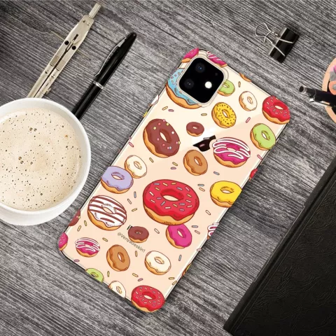 Coque Flexible Donuts Joyeux compatible avec iPhone 11 TPU - Transparente