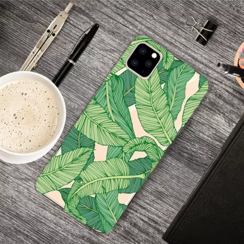 Coque Nature Feuilles Vertes Banane Plante Jungle compatible avec iPhone 11 Pro Max TPU Case - Transparent