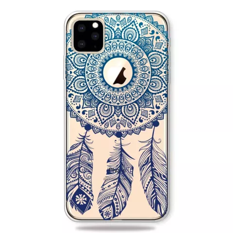 Dream Catcher Mandala Web Blue Feathers Spiritual Case compatible avec iPhone 11 Pro TPU Case - Transparent
