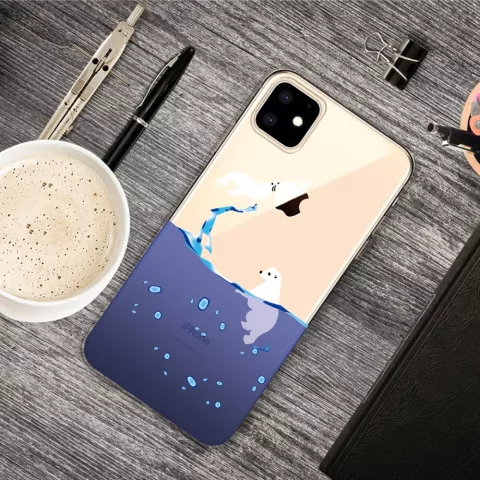 Coque en TPU compatible avec iPhone 11 avec gouttes bleues d&#039;eau de mer - Transparente