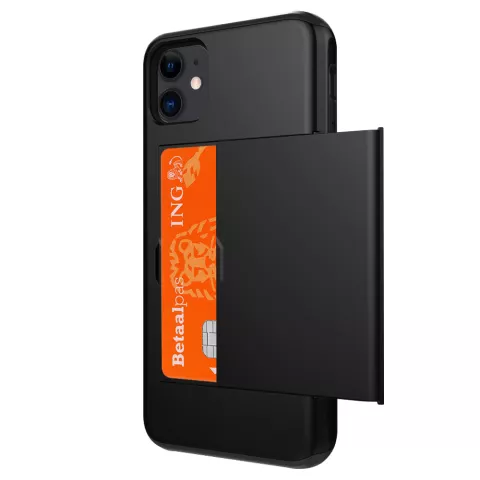 &Eacute;tui portefeuille avec porte-cartes Secret &Eacute;tui rigide en TPU compatible avec iPhone 11 - Noir