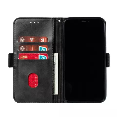 &Eacute;tui portefeuille en cuir pour biblioth&egrave;que de portefeuille compatible avec iPhone 11 Pro Max - Noir