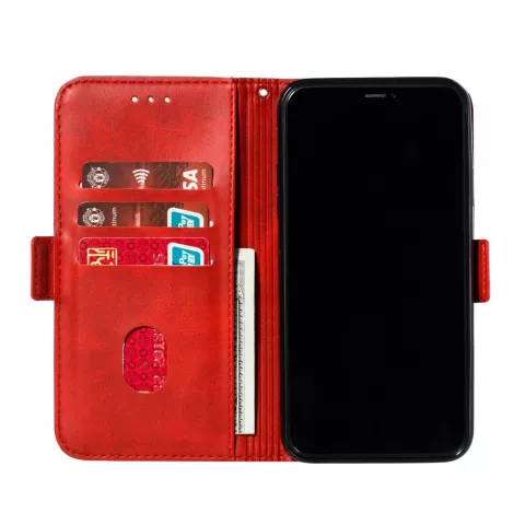 &Eacute;tui portefeuille en cuir pour biblioth&egrave;que de portefeuille compatible avec iPhone 11 Pro Max - Rouge