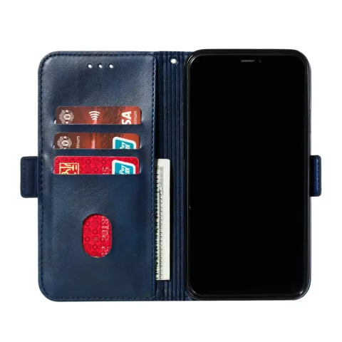 &Eacute;tui portefeuille en cuir pour biblioth&egrave;que de portefeuille compatible avec iPhone 11 Pro Max - Bleu