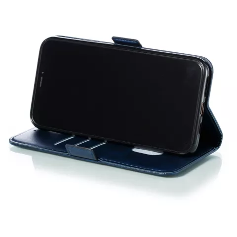 &Eacute;tui portefeuille en cuir pour biblioth&egrave;que de portefeuille compatible avec iPhone 11 Pro Max - Bleu