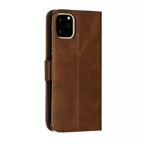 Etui portefeuille en cuir pour iPhone 11 Pro Max - Marron