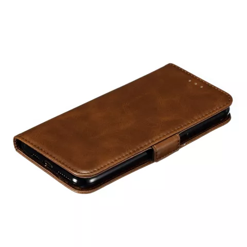 &Eacute;tui portefeuille en cuir pour biblioth&egrave;que portefeuille compatible avec iPhone 11 Pro Max - Marron