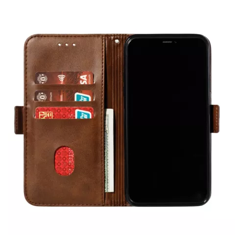 &Eacute;tui portefeuille en cuir pour biblioth&egrave;que portefeuille compatible avec iPhone 11 Pro Max - Marron