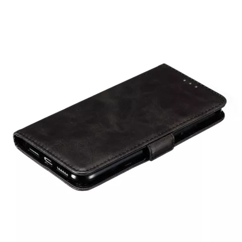 &Eacute;tui portefeuille en cuir pour biblioth&egrave;que portefeuille compatible avec iPhone 11 - Noir
