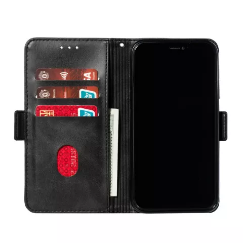 &Eacute;tui portefeuille en cuir pour biblioth&egrave;que portefeuille compatible avec iPhone 11 - Noir