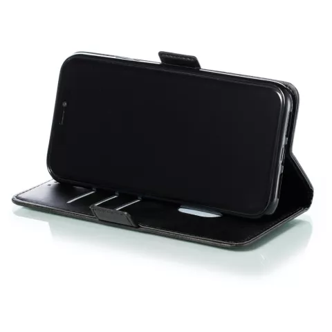 &Eacute;tui portefeuille en cuir pour biblioth&egrave;que portefeuille compatible avec iPhone 11 - Noir