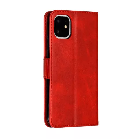 &Eacute;tui portefeuille en cuir pour biblioth&egrave;que portefeuille compatible avec iPhone 11 - Rouge