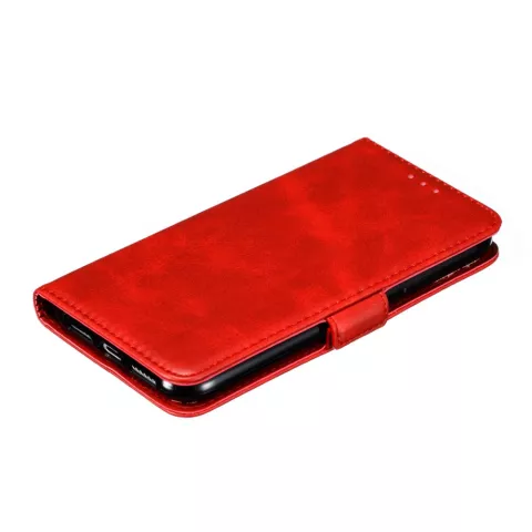 &Eacute;tui portefeuille en cuir pour biblioth&egrave;que portefeuille compatible avec iPhone 11 - Rouge