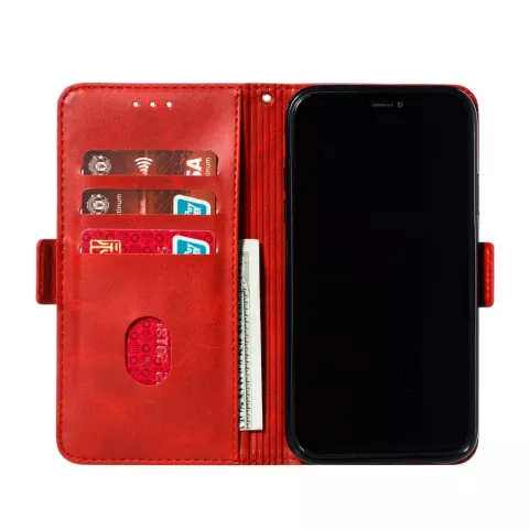 &Eacute;tui portefeuille en cuir pour biblioth&egrave;que portefeuille compatible avec iPhone 11 - Rouge