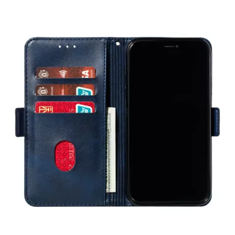 &Eacute;tui portefeuille en cuir pour biblioth&egrave;que portefeuille compatible avec iPhone 11 - Bleu