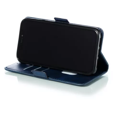 &Eacute;tui portefeuille en cuir pour biblioth&egrave;que portefeuille compatible avec iPhone 11 - Bleu