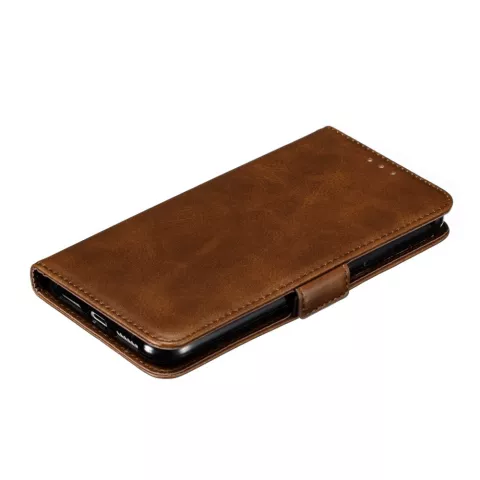 Portefeuille en cuir &eacute;tui biblioth&egrave;que &eacute;tui iPhone 11 - marron