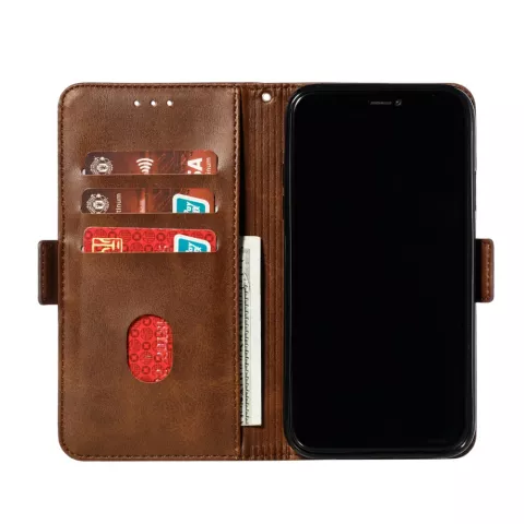 &Eacute;tui portefeuille en cuir Wallet Bookcase compatible avec iPhone 11 - Marron