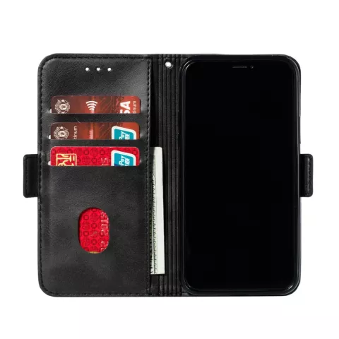 Etui portefeuille en cuir pour iPhone 11 Pro - Noir