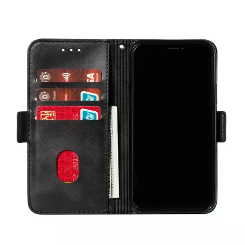 &Eacute;tui portefeuille en cuir pour biblioth&egrave;que portefeuille compatible avec iPhone 11 Pro - Noir