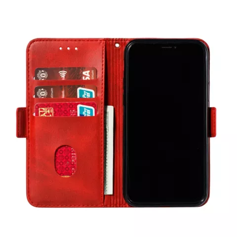 &Eacute;tui portefeuille en cuir pour biblioth&egrave;que de portefeuille compatible avec iPhone 11 Pro - Rouge