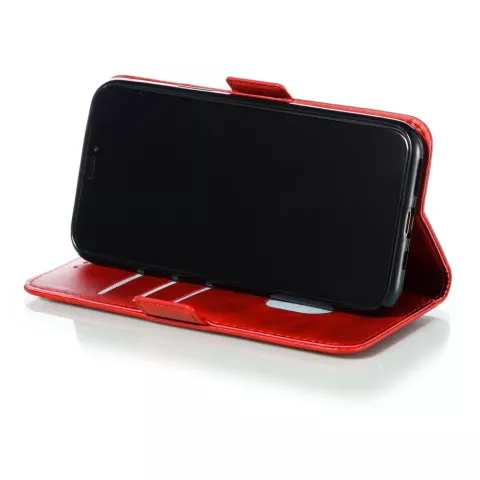 &Eacute;tui portefeuille en cuir pour biblioth&egrave;que de portefeuille compatible avec iPhone 11 Pro - Rouge