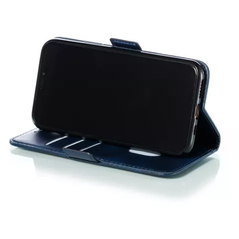 &Eacute;tui portefeuille en cuir pour biblioth&egrave;que de portefeuille compatible avec iPhone 11 Pro - Bleu