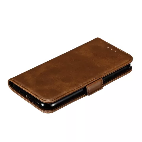&Eacute;tui portefeuille en cuir pour biblioth&egrave;que portefeuille compatible avec iPhone 11 Pro - Marron
