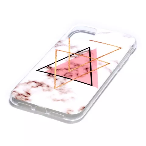 Mod&egrave;le de marbre Triangle or rose noir Figure cr&eacute;ative compatible avec &eacute;tui en TPU compatible avec iPhone 11