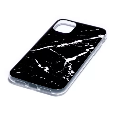 Coque noire en pierre naturelle &agrave; motif de marbre compatible avec iPhone 11